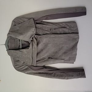 XS SL8 Gray Faux Suede Moto Jacket